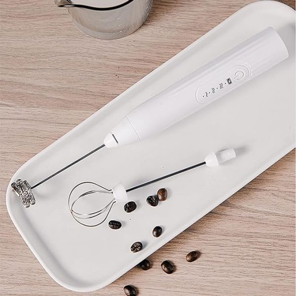 2 in 1 Electric Milk Frother Whisk Egg Beater USB Rechargeable Coffee Blender