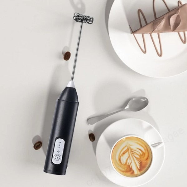 2 in 1 Electric Milk Frother Whisk Egg Beater USB Rechargeable Coffee Blender