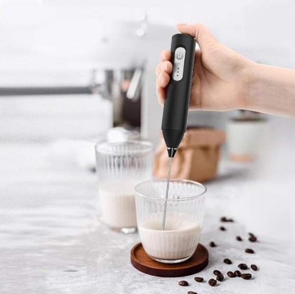 2 in 1 Electric Milk Frother Whisk Egg Beater USB Rechargeable Coffee Blender