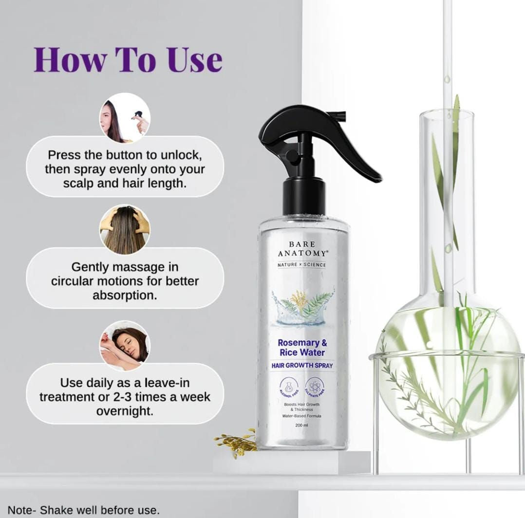 Bare Anatomy Rosemary And Rice Water Hair Growth Spray