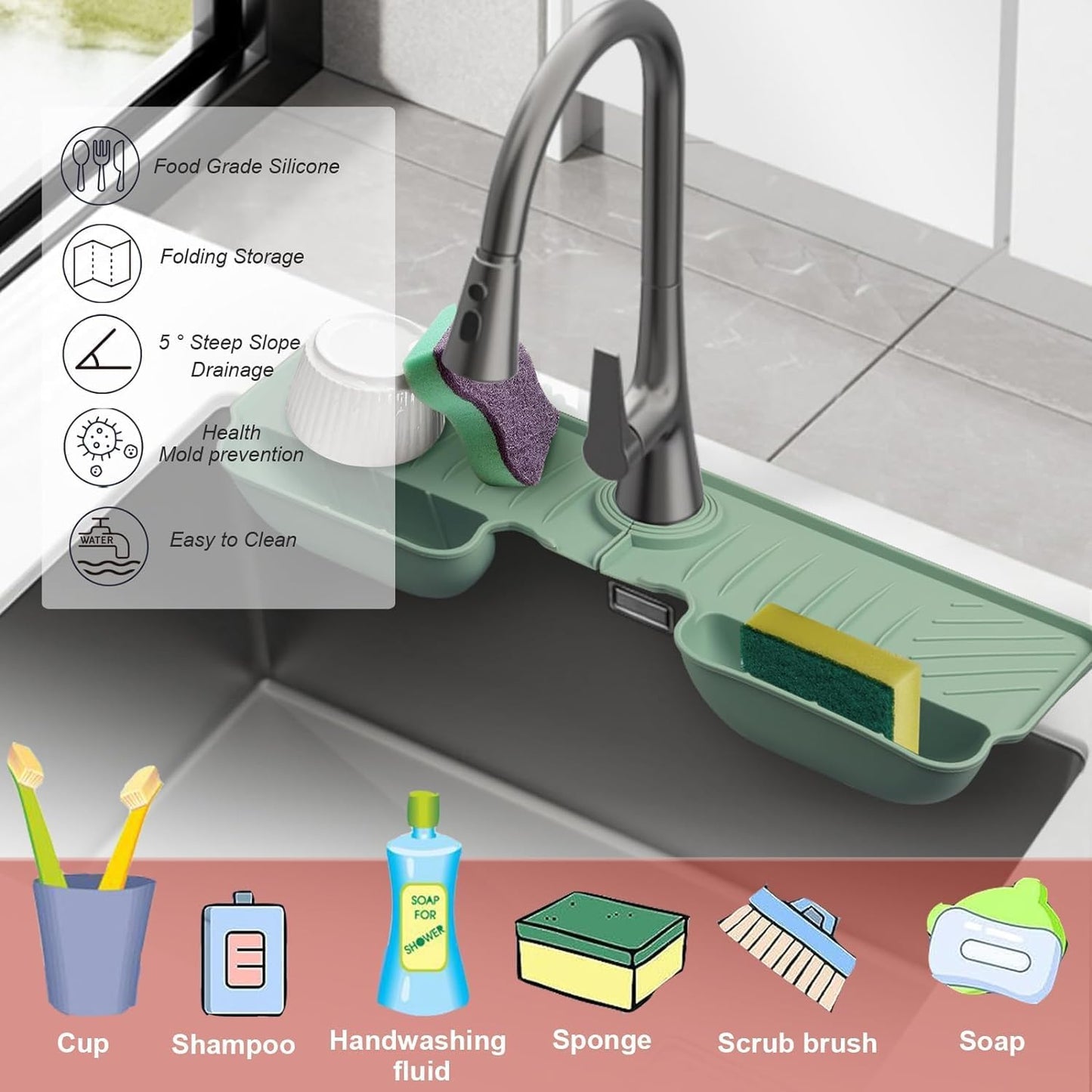 Silicone Faucet Splash Guard Mat